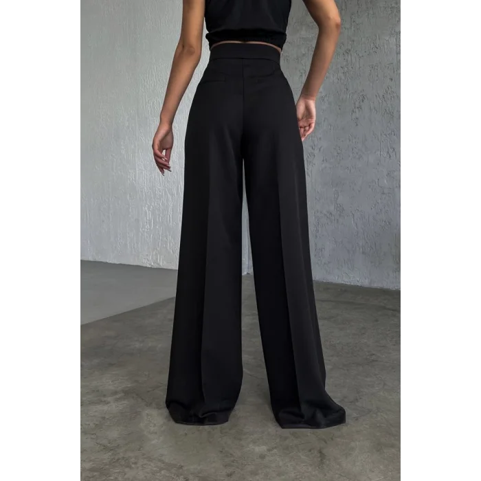 Üç Düğme Detayli Palazzo Pantolon