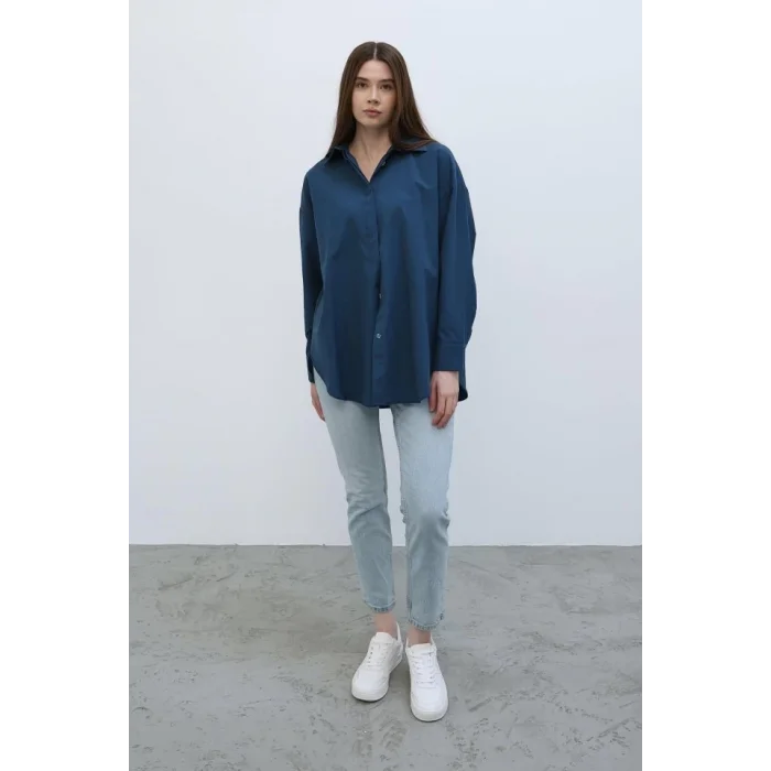 Uzun Kol Gömlek - İndigo