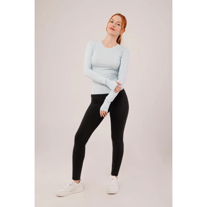 Uzun Kollu Basic Bebe Mavisi Bluz