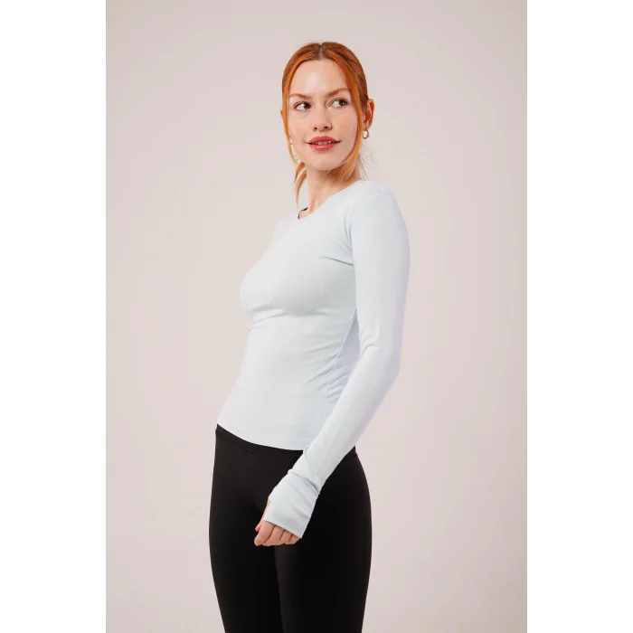 Uzun Kollu Basic Bebe Mavisi Bluz