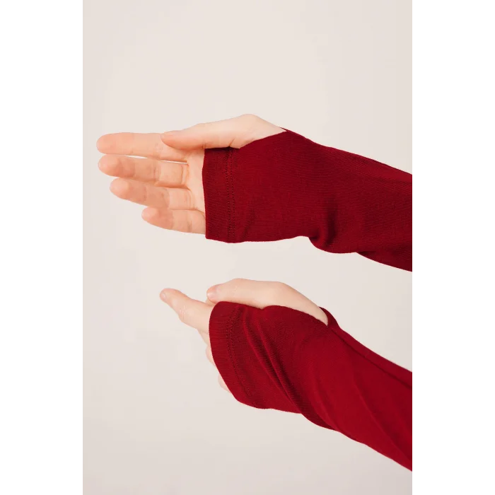 Uzun Kollu Basic Bordo Bluz