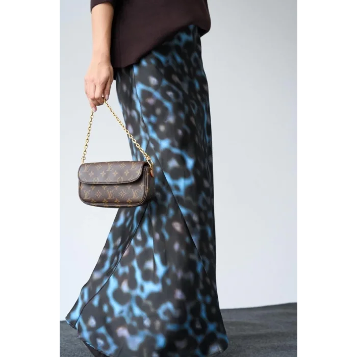 Uzun Saten ETEK - Siyah-Mavi