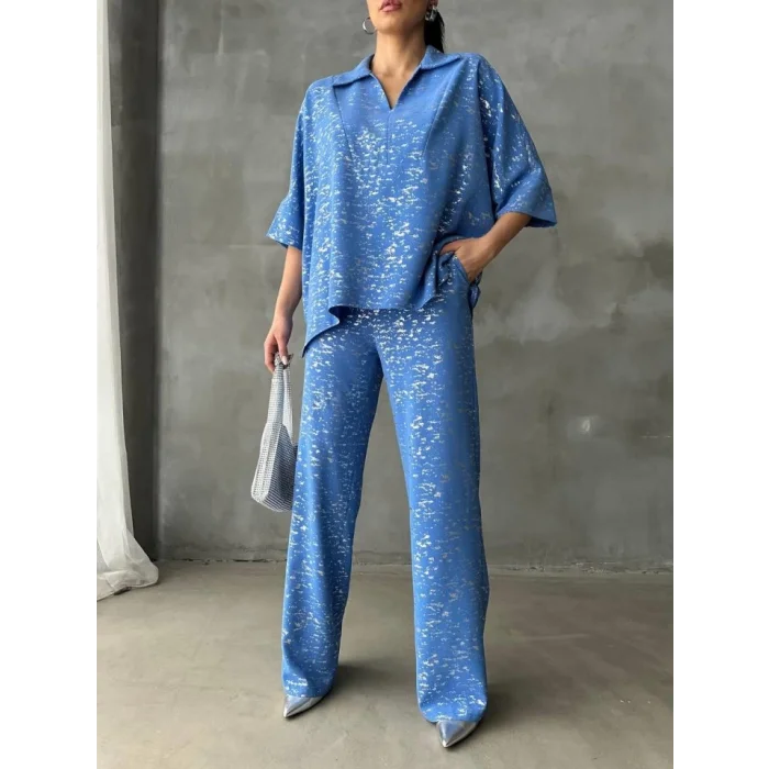VARAKLI BLUZ PANTOLON TAKIM - Mavi