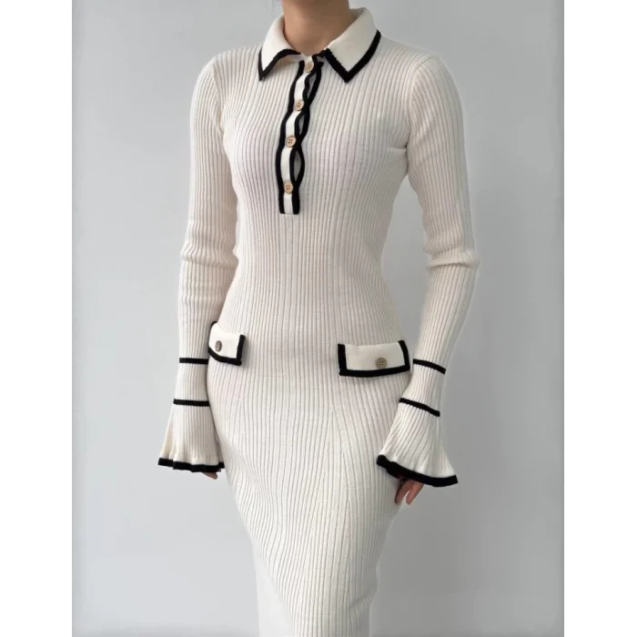 Wale Cep Detaylı Elbise