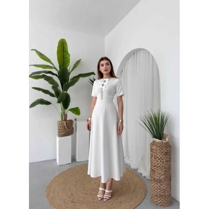 Wera Taşlı Fiyonk Detaylı Elbise