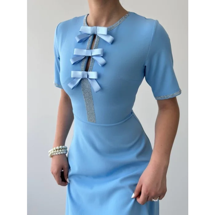 Wera Taşlı Fiyonk Detaylı Elbise