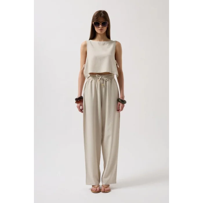 Yandan Bağlamalı Crop Bluz