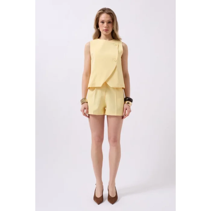 Yandan Düğmeli Dokuma Yelek