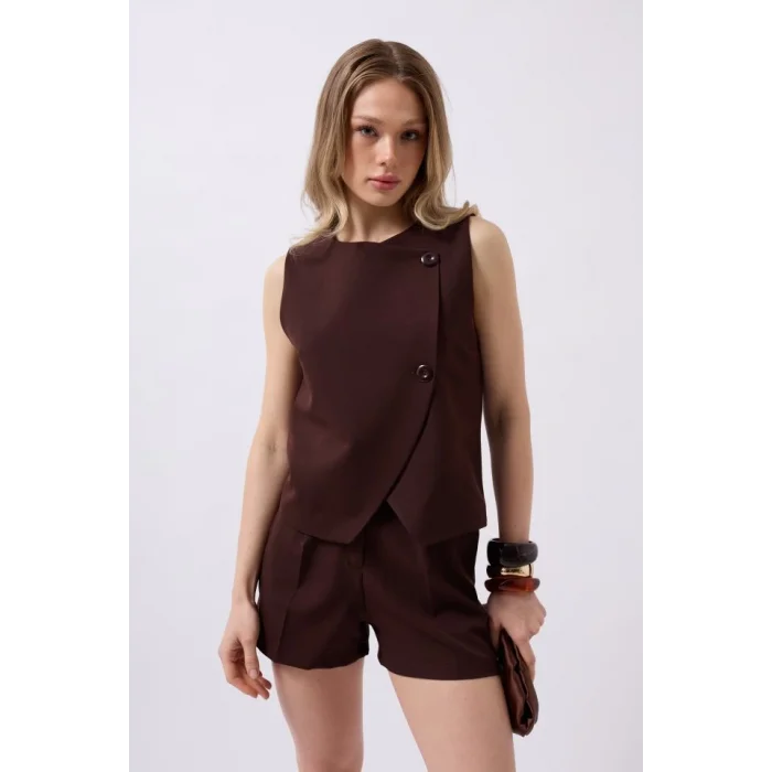 Yandan Düğmeli Dokuma Yelek