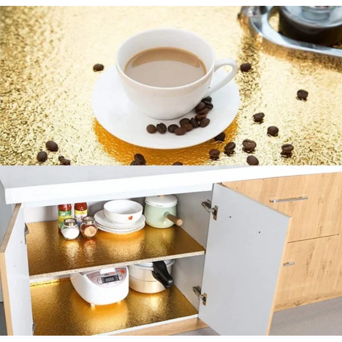 Yapışkanlı Kolay Silinebilir Mutfak Tezgah Üstü Folyo Gold