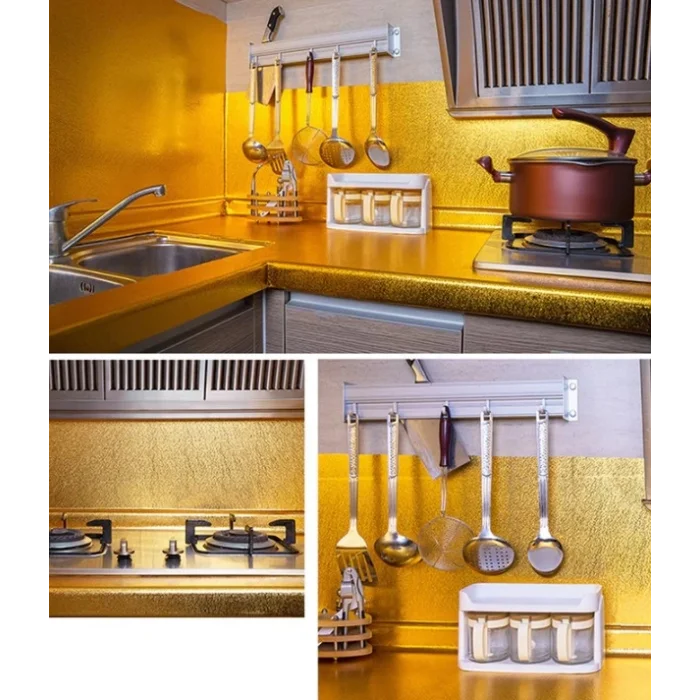 Yapışkanlı Kolay Silinebilir Mutfak Tezgah Üstü Folyo Gold