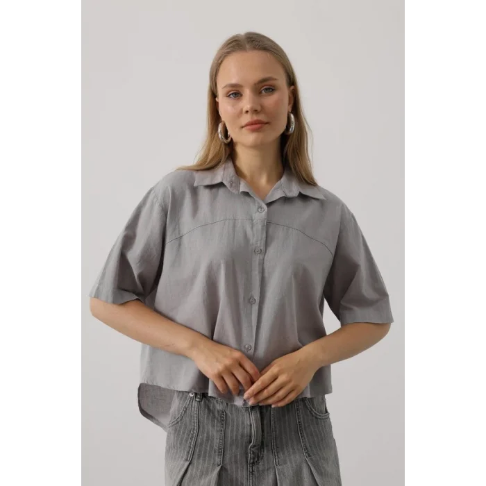 Yarım Kol Gömlek - Gri