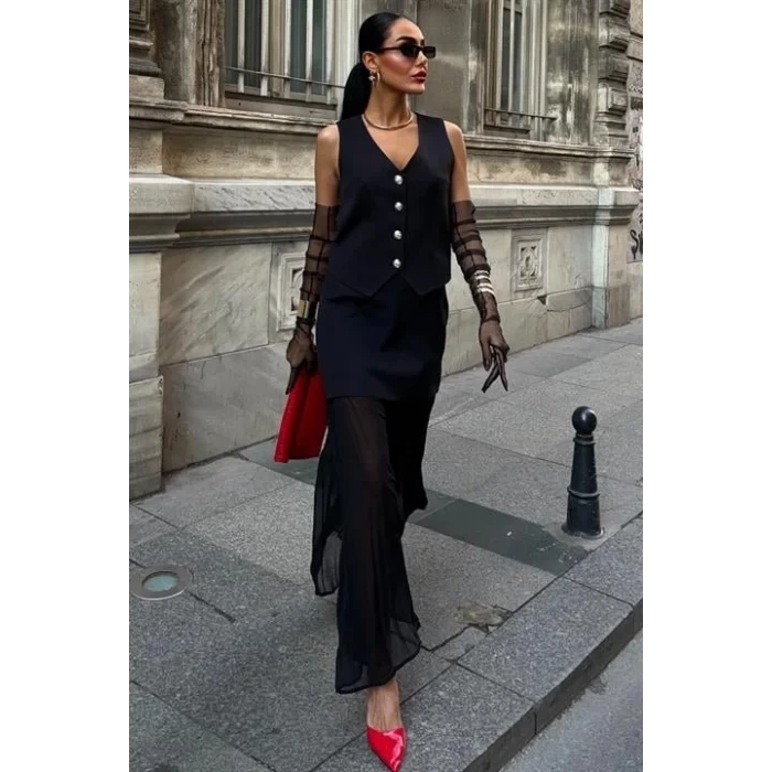 Yelek Ve Pilise Etekli Premium Takım 10096