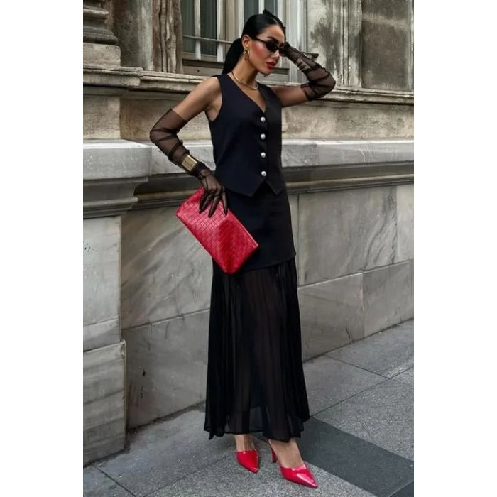 Yelek Ve Pilise Etekli Premium Takım 10096