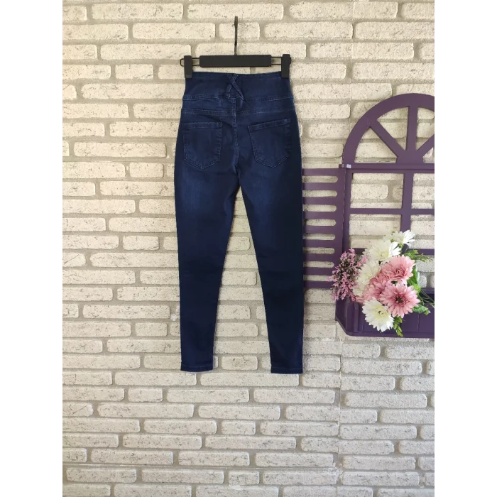 Yüksek Bel Likralı Jean Pantolon 90 Cm