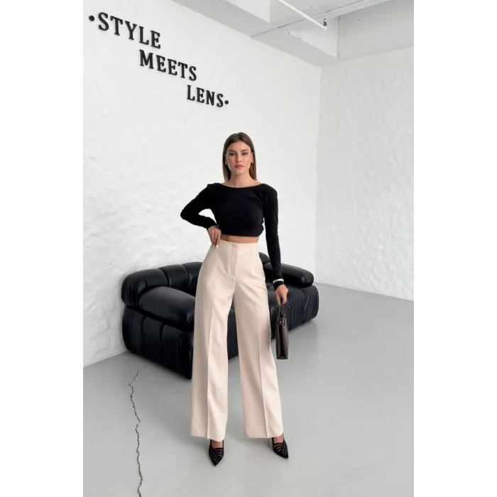 Yüksek Bel Pensli̇ Palazzo Pantolon