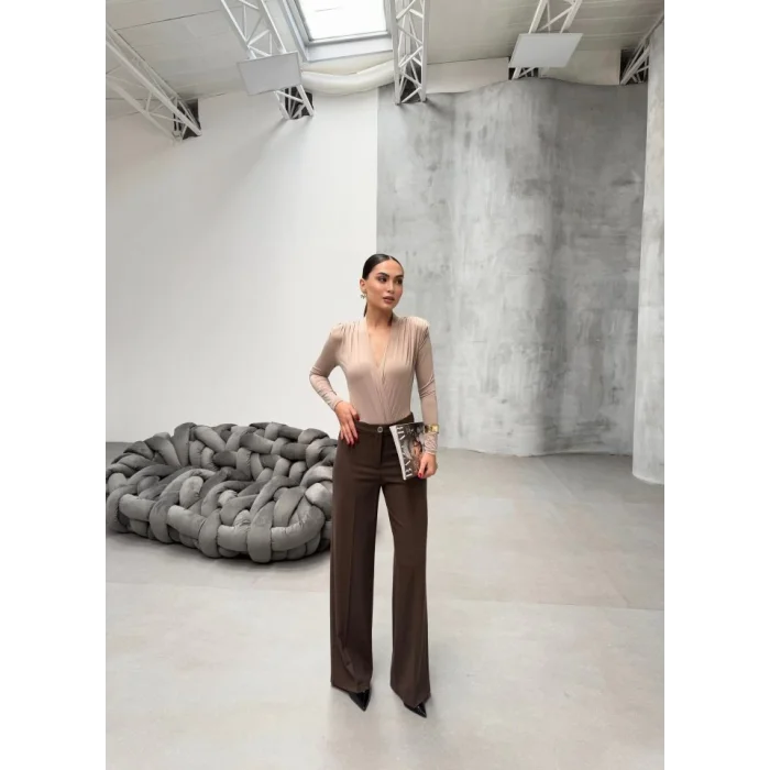 Yüksek Bel Straight Fit Palazzo Pantolon