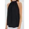0489 Halter Yaka Örme Bluz - Siyah