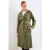 5853 Kruvaze Yaka Trençkot - Haki