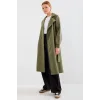 5853 Kruvaze Yaka Trençkot - Haki