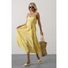 Askılı Basic Uzun Elbise - Sarı
