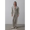 Bebe Yakalı Önü Bağlamalı Takım - Natür