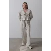 Bebe Yakalı Önü Bağlamalı Takım - Natür