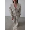 Bebe Yakalı Önü Bağlamalı Takım - Natür