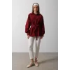 Bel Detaylı Gömlek - Bordo