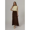 Bel Lastikli Dantel Etek - Kahve