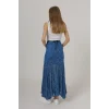Bel Lastikli Dantel Etek - Mavi