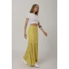 Bel Lastikli Dantel Etek - Sarı