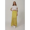 Bel Lastikli Dantel Etek - Sarı