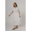 Beli Lastikli Elbise - Beyaz
