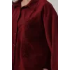 Boncuk Nakış Detaylı Uzun Gömlek - Bordo