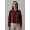 Cepli Uzun Kol Gömlek - Koyu Kahve