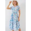 Desenli Kısa Kol Elbise 2558 - Mavi