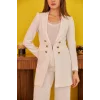 Ekru Blazer Düğmeli Ceket