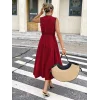 Kadın Askılı Kruvaze Yakalı Yandan Düğmeli Midi Elbise