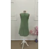 Kadın Askılı V Yakalı Mini çağla Yeşili Elbise