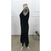 Kadın Askılı V Yakalı Uzun Triko Elbise