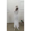Kadın Askılı V Yakalı Uzun Triko Elbise