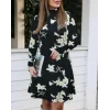Kadın Balıkçı Yaka Uzun Kollu çiçek Desenli Krep Elbise