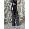 Kadın Belde Kruvaze Ve Ribana Detay Ispanyol Paça Ithal Krep Pantolon