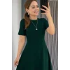 Kadın Kısa Kollu Bisiklet Yaka Maksi Boy Ithal Krep Elbise