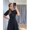 Kadın Kısa Kollu Bisiklet Yaka Maksi Boy Ithal Krep Elbise