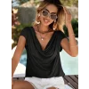 Kadın Kısa Kollu Degaje Yakalı Viskon Bluz