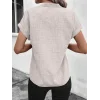 Kadın Kısa Kollu Hakim Yaka Keten Bluz