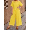 Kadın Kısa Kollu Kayık Yakalı Bluz Ve Pantolon Ikili Takım