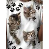 Kadın Kısa Kollu Kedi Ve Pati Baskılı Süprem T-shirt